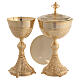 Chalice, ciborium and paten of gold plated brass s1