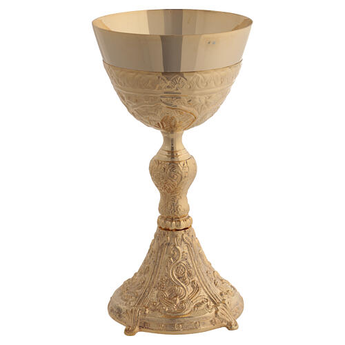 Cáliz copón patena latón dorado trabajado 2