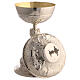Calice pisside patena ottone dorato lavorato s6