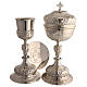 Chalice ciborium paten worked in golden brass s1