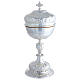 Calice ciboire patène laiton argenté style baroque motifs floraux s5