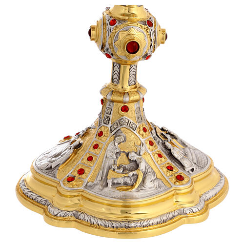 Kelch und Ziborium mit Darstellungen aus dem Leben Jesu aus vergoldetem Messing 8