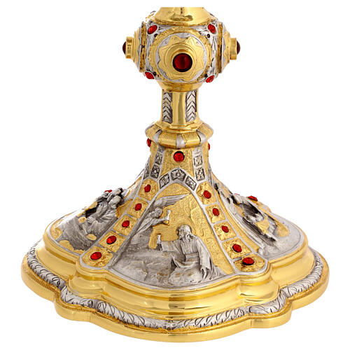Chalice and ciborium of gold plated brass, images of the life of Jesus 6