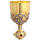 Chalice and ciborium of gold plated brass, images of the life of Jesus s7