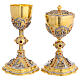 Chalice and Ciborium with images of the life of Jesus in gilded brass s1