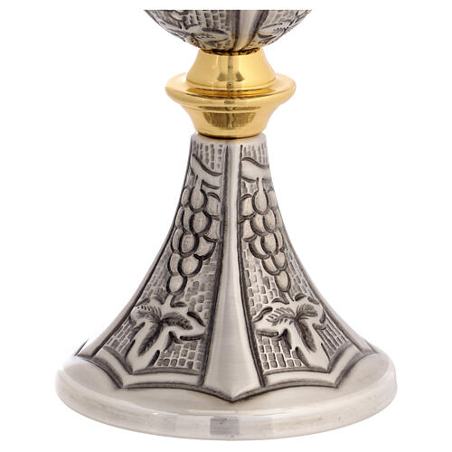 Chalice and ciborium with grape cluster embellishments in gilded brass 4