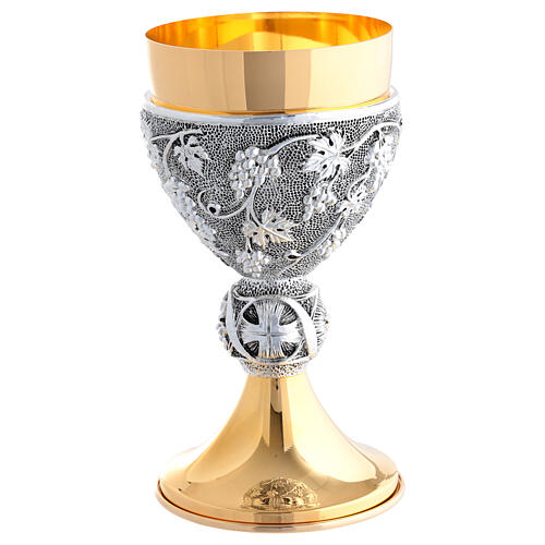Kelch und Ziborium zweifarbig mit Weintraubenmotiv und Nodus mit Getreideähren 2