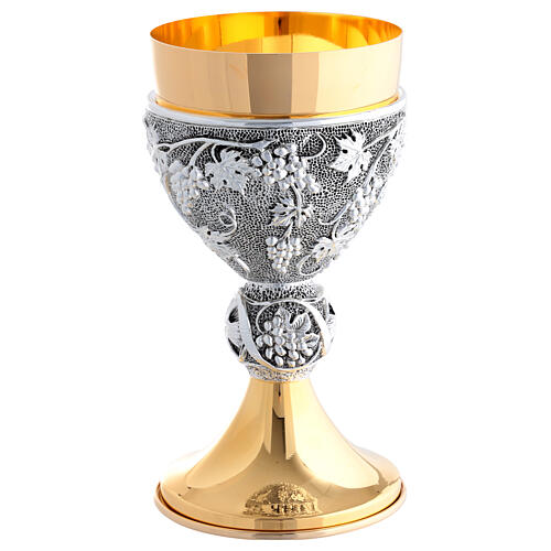 Kelch und Ziborium zweifarbig mit Weintraubenmotiv und Nodus mit Getreideähren 7