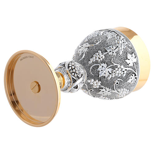 Cáliz y Copón bicolor base punteada uva y nudo con espigas de trigo 8