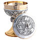 Kelch und Ziborium zweifarbig mit Weintraubenmotiv, Fischmotiven und PAX-Symbol s6
