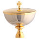 Calice et ciboire base décoration florale laiton doré 24k 25 cm s5