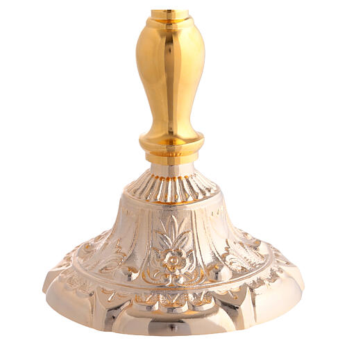 Cálice e píxide base de ornamentos florais em latão dourado 24k 25 cm 6