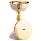 Kelch und Ziborium in Gold- und Silberoptik mit floralen Reliefmotiven an der Basis s5