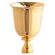 Bicoloured brass chalice and ciborium with embossed base scrolls s3