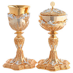 Chalice and Ciborium golden angels wheat silver Baroque style