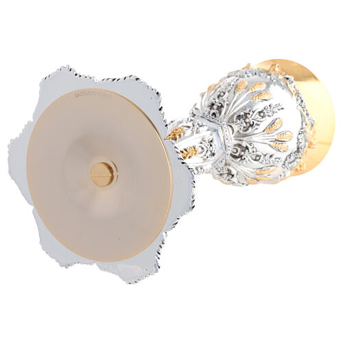 Kelch und Ziborium in Silberoptik mit vergoldeten Engel- und Ährendekorationen im Barockstil 11