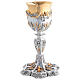 Silver chalice and ciborium in Baroque style with golden angels and wheat s2
