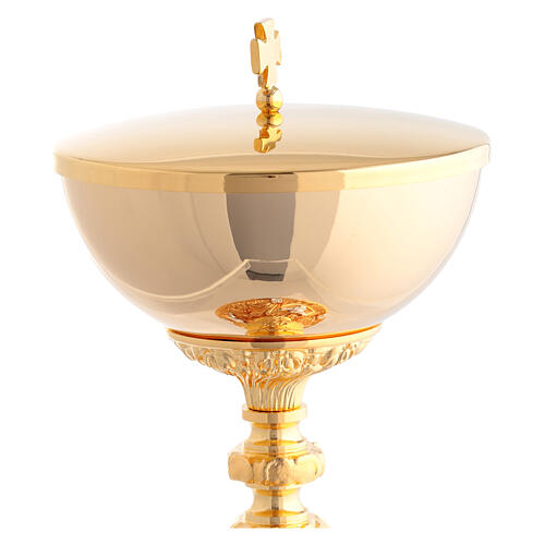 Golden chalice and ciborium with silver angels and rose patterns 6