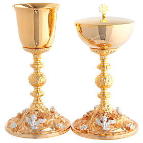 Golden Chalice and Ciborium with Silver Angels and Floral Scrolls