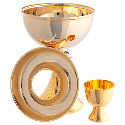 Ziborium für die Kommunion unter beiden Gestalten, vergoldet mit Weintraubenmotiv und PAX-Symbol – 25 cm 5