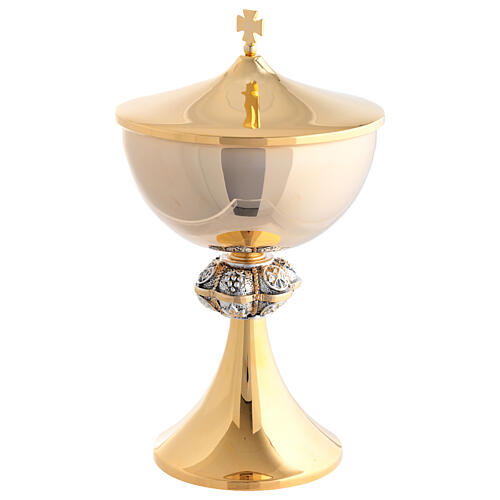Ziborium für die Kommunion unter beiden Gestalten, vergoldet mit Weintraubenmotiv und PAX-Symbol – 25 cm 8