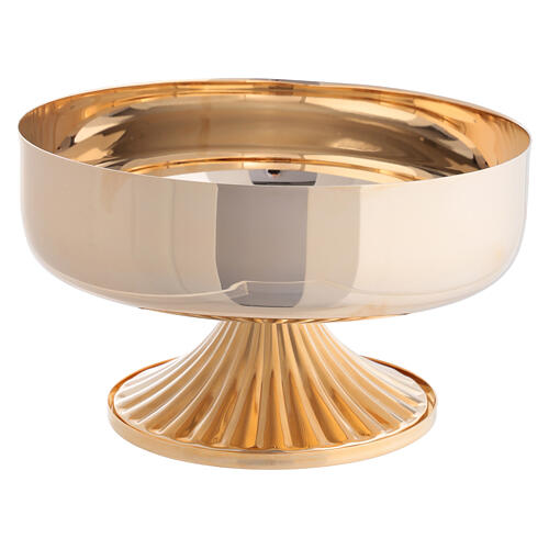 Ciboire bas laiton lisse doré 24k base ciselée 9 cm 2