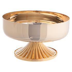 Pisside bassa ottone liscio doratura 24k base cesellata 9 cm