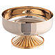 Low ciborium with smooth golden brass lid, wave patterned base, 5 in s2