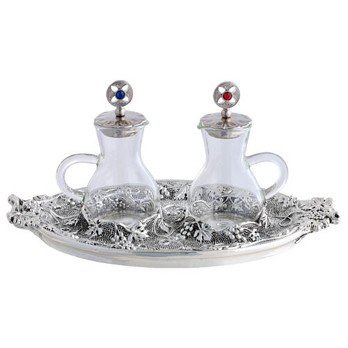 Set de burettes pour eau et vin, plateau à pois avec grappes de raisin, 75 ml 1