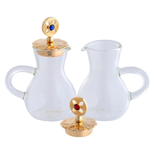 Servizio brocchette acqua e vino piatto dorato puntinato grappoli uva 75 ml 3