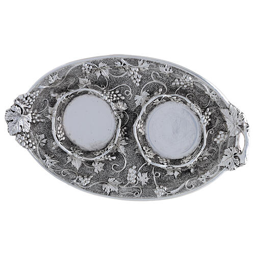 Set de burettes pour eau et vin sur plateau à pois avec grappes de raisin 200 ml 4