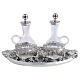 Set de burettes pour eau et vin sur plateau à pois avec grappes de raisin 200 ml s1