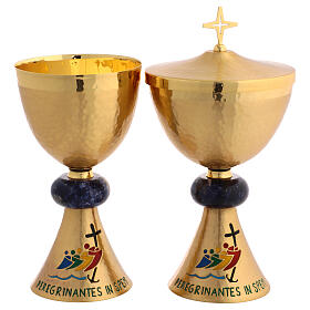 Chalice and pyx with hand-engraved Jubilee logo, sodalite node