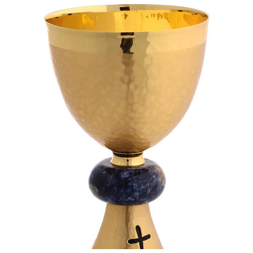 Calice e pisside logo Giubileo nodo sodalite cesellato a mano 4