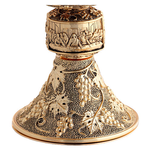 Last Supper chalice and ciborium with dotted base and grape clusters 5