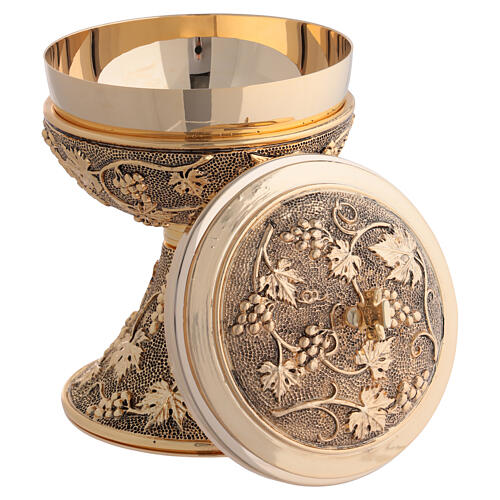 Chalice and ciborium with golden grape clusters and raised dots 6