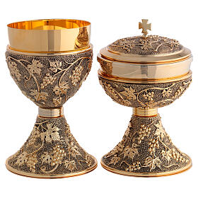 Chalice and Ciborium with Gold Grape Relief and Dotted Base