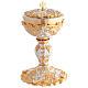Chalice and Ciborium with Floral Swirls in Gold and Silver, Red Crystal Knot s5