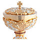 Chalice and Ciborium with Floral Swirls in Gold and Silver, Red Crystal Knot s7