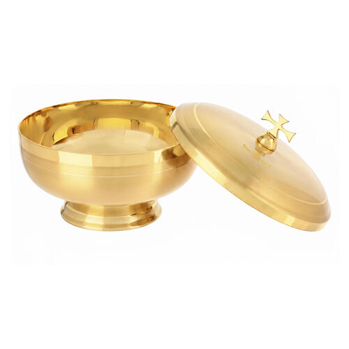 Low ciborium in golden plated brass satin, 10 cm 2