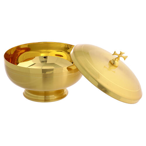 Low satin gold-plated brass pyx, 4.5 in 2