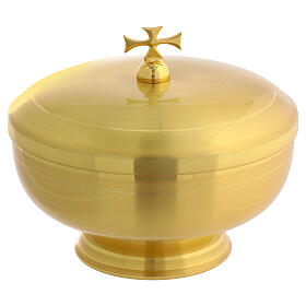 Ciboire bas doré en métal satiné 11 cm