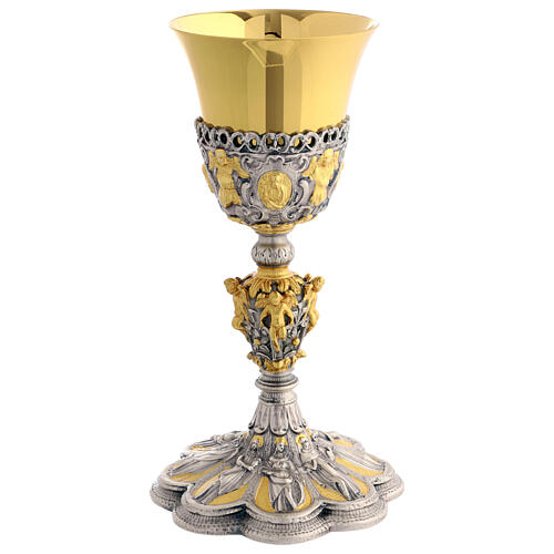 Gold silver chalice holy angels, 22 cm 4