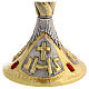 Gold chalice with Eucharist Chi-Rho, IHS and red stones, 9 in s3