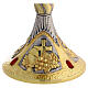 Gold chalice with Eucharist Chi-Rho, IHS and red stones, 9 in s6