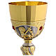 Gold chalice with Eucharist Chi-Rho, IHS and red stones, 9 in s8