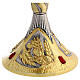 Gold chalice with Eucharist Chi-Rho, IHS and red stones, 9 in s9