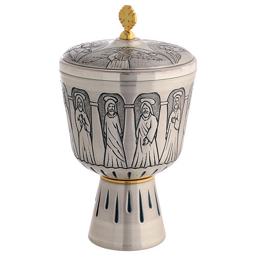 Calice et ciboire métal apôtres et évangélistes 20 cm 7