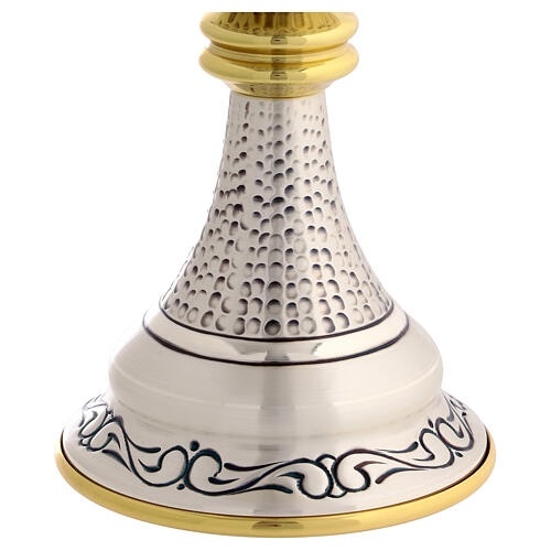 Chalice and ciborium chiseled metal swirls, 20 cm 4