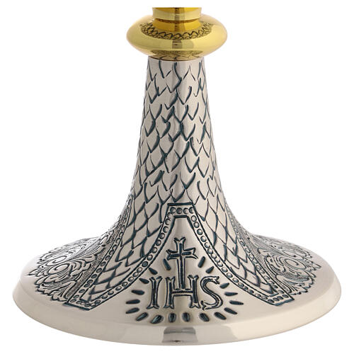 Calice et ciboire en argent ciselé IHS 20 cm 11